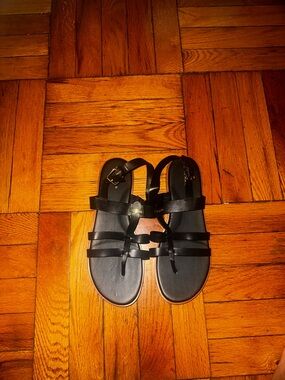Cole Haan Black Strappy T-Strap Sandals